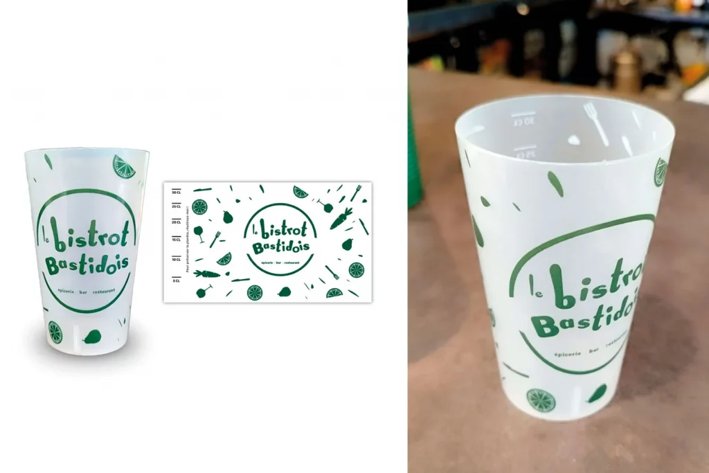 Logo Le Bistrot Bastidois sur verre plastique