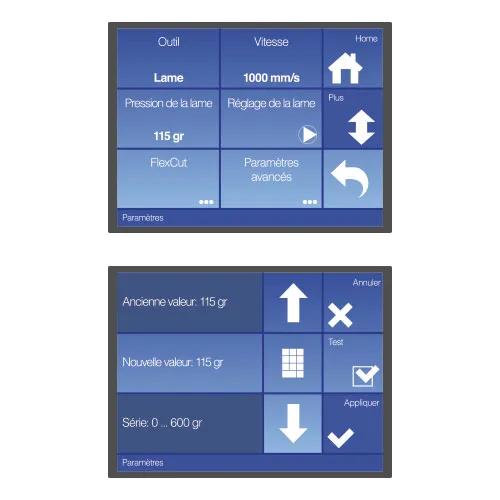 Dessin vectoriel d'une interface écran pour machine d'imprimerie