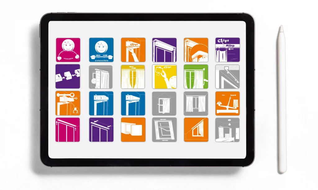 Illustration vectorielle pour des pictogrammes montrant différentes utilisation pour la gamme Ridorail