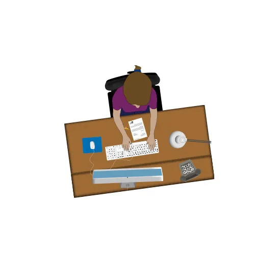 Dessin vectoriel en vue de dessus d'un bureau