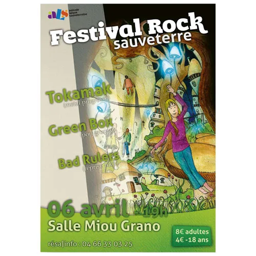 Affiche du Festival de Rock de Sauveterre avec l'illustration