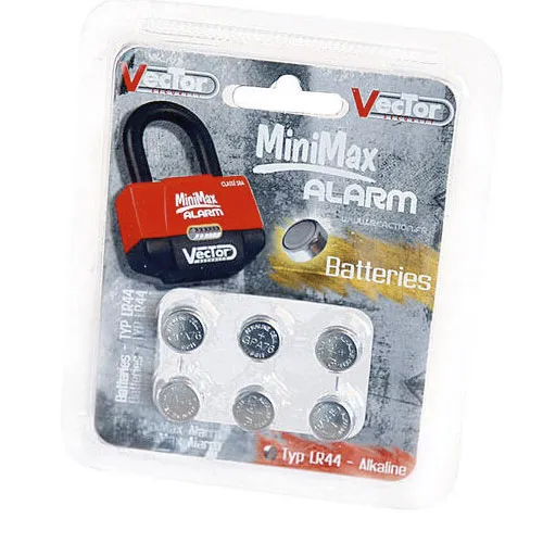 Packaging des piles pour l'antivol MiniMax Alarm de Vector