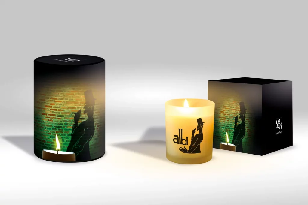 Logo Latitude Nature sur projet boite de bougie