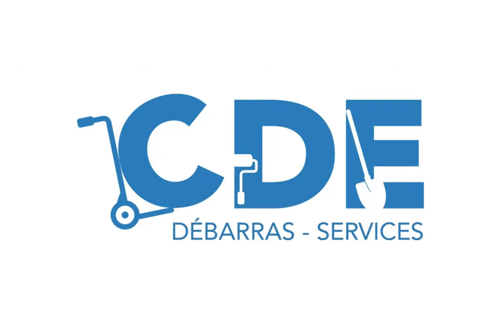 Logo CDE, conception graphique professionnelle et épurée pour une société spécialisée dans les services et débarras sur Carmaux, réalisée par un graphiste indépendant à Montauban.