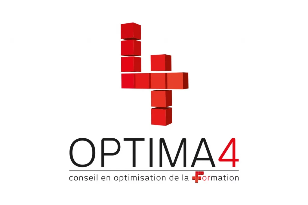 Logo Optima4, identité visuelle moderne pour une entreprise de solutions professionnelles, conçu par un graphiste indépendant à Montauban.