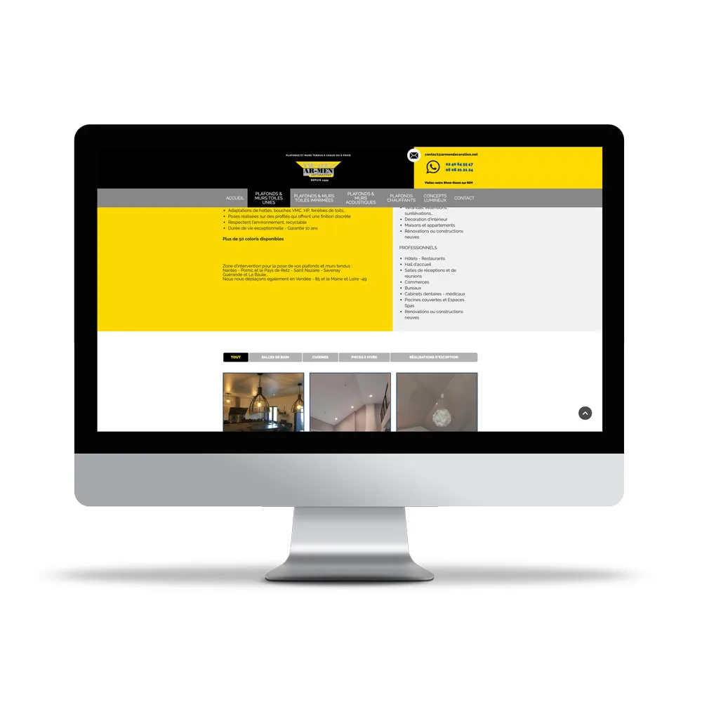 Aperçu de site internet affichée sur écran d’ordinateur