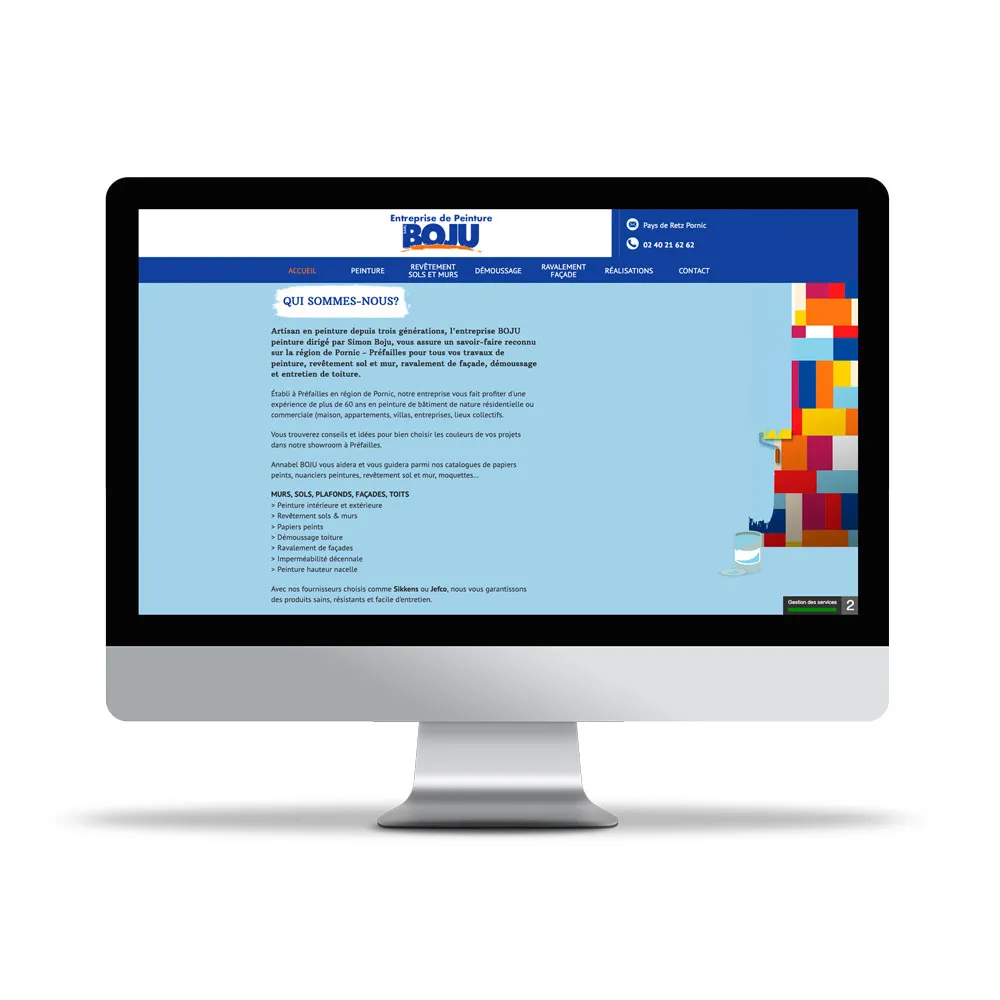 Aperçu de site internet affichée sur écran d’ordinateur