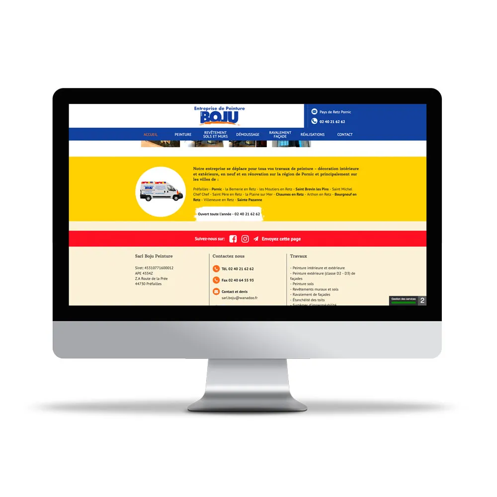 Aperçu de site internet affichée sur écran d’ordinateur