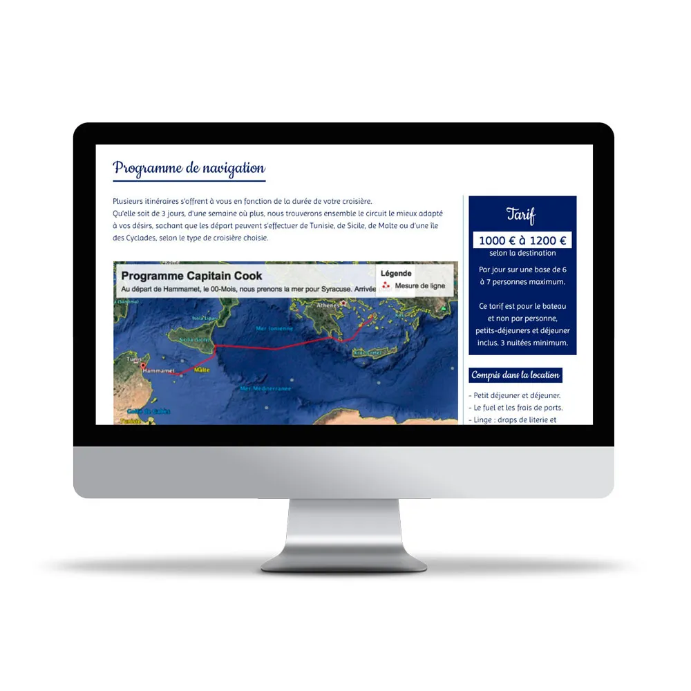 Aperçu de site internet affichée sur écran d’ordinateur