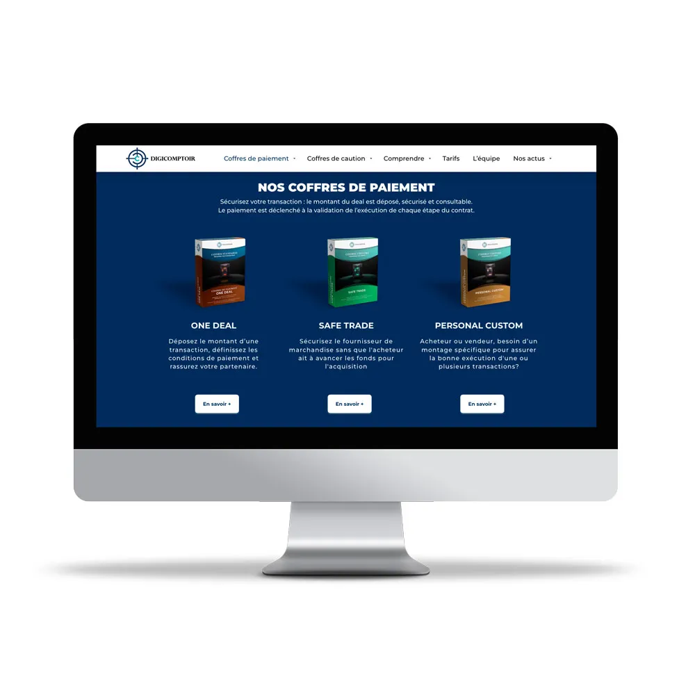 Aperçu de site internet affichée sur écran d’ordinateur