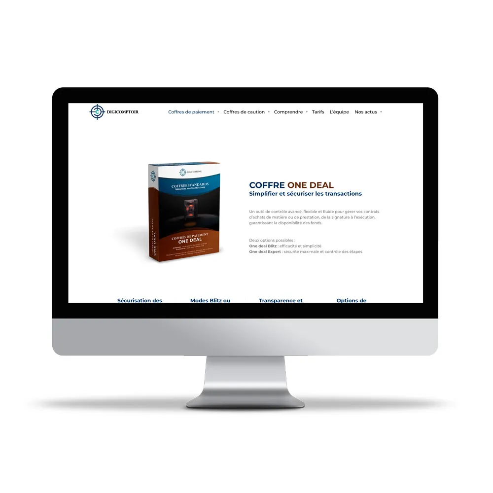 Aperçu de site internet affichée sur écran d’ordinateur