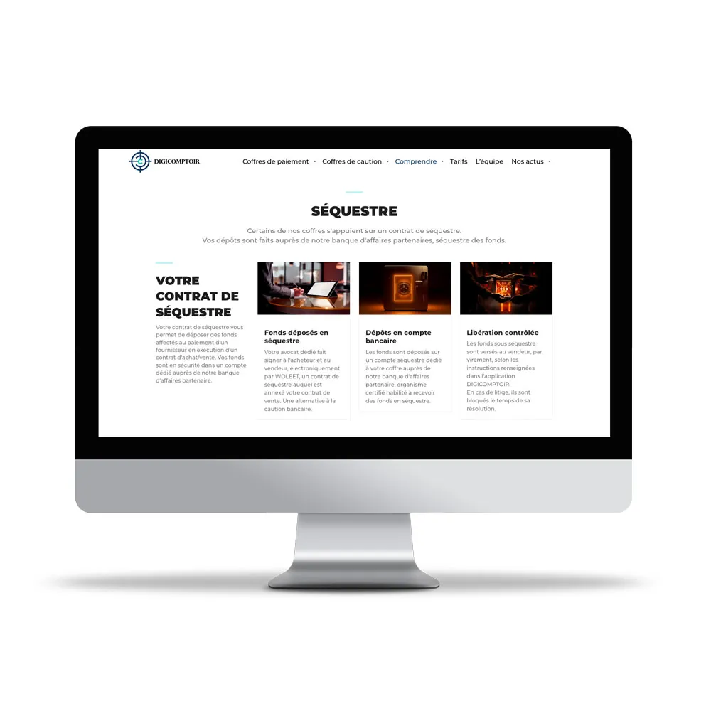 Aperçu de site internet affichée sur écran d’ordinateur