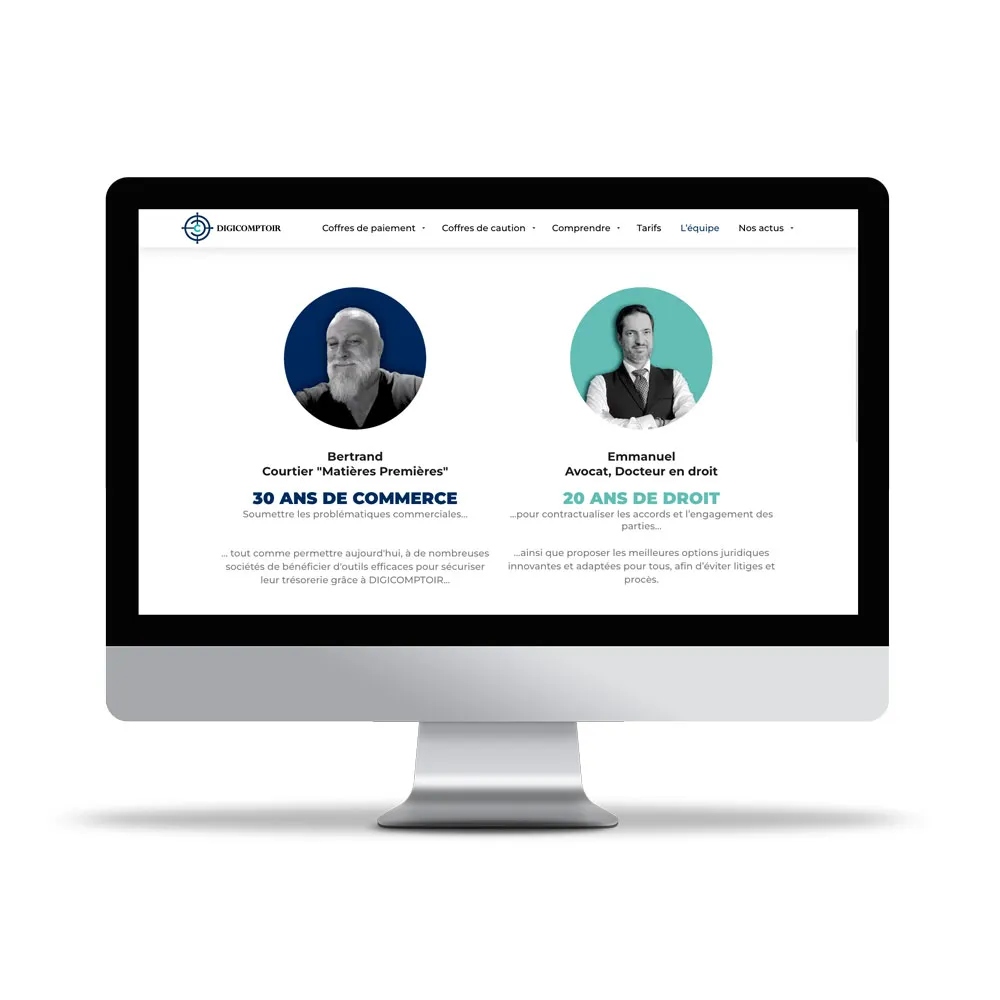 Aperçu de site internet affichée sur écran d’ordinateur