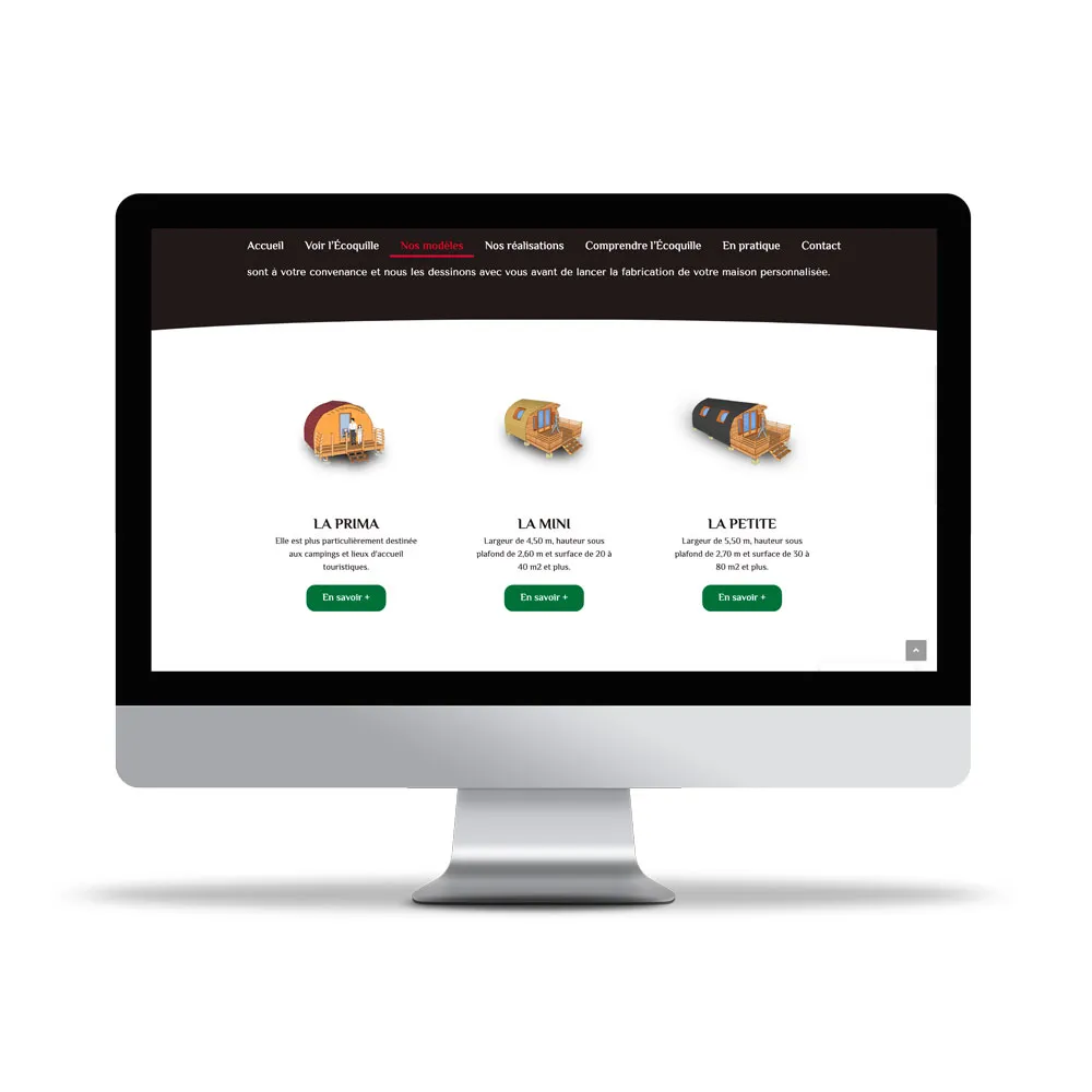 Aperçu de site internet affichée sur écran d’ordinateur