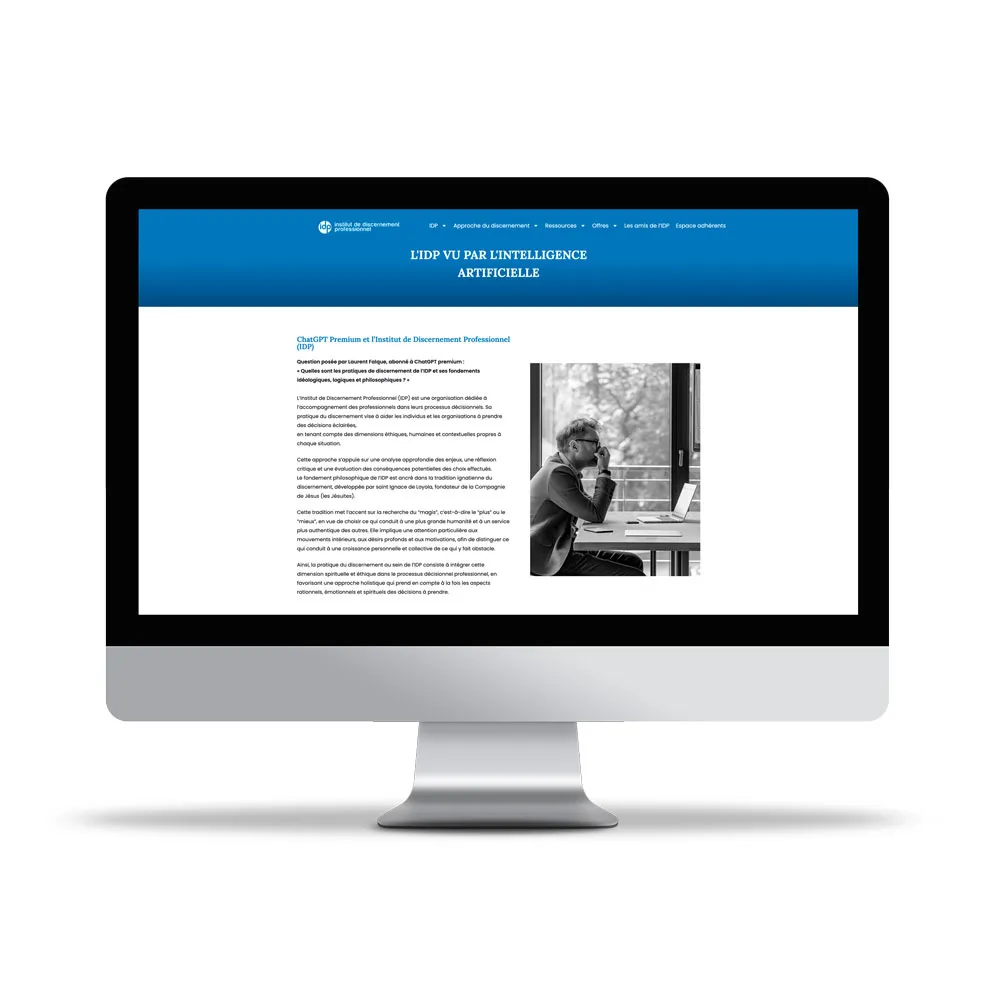 Aperçu de site internet affichée sur écran d’ordinateur