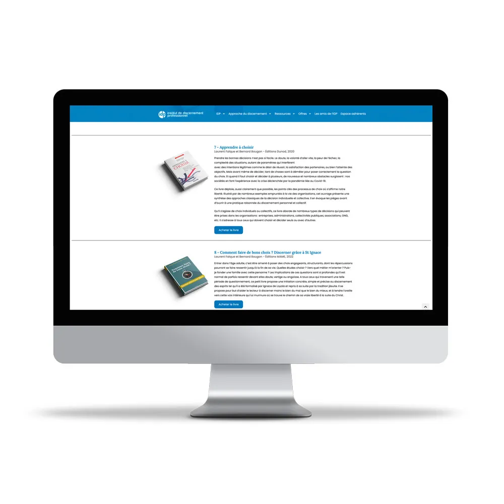 Aperçu de site internet affichée sur écran d’ordinateur