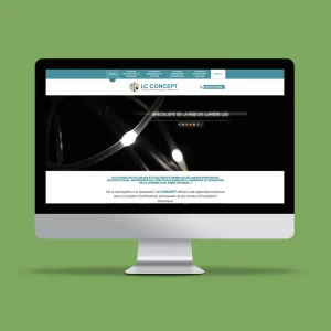Ordinateur vue de face montrant le site de l"entreprise LC Concept