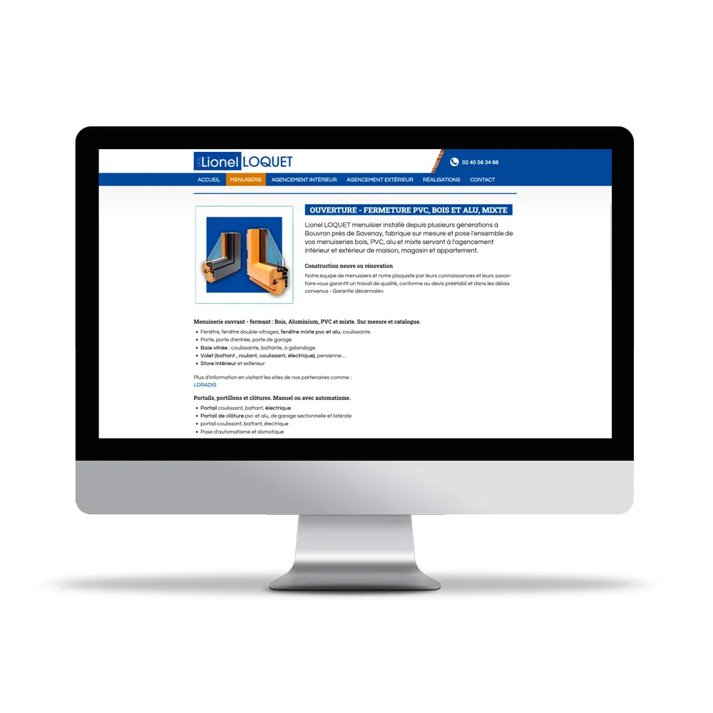 Aperçu de site internet affichée sur écran d’ordinateur