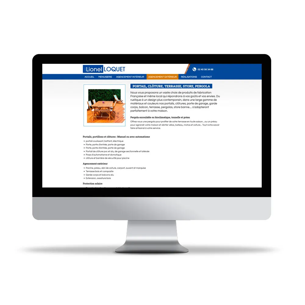 Aperçu de site internet affichée sur écran d’ordinateur