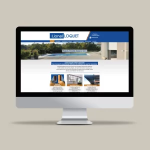 Ordinateur vue de face montrant le site de Lionel Loquet