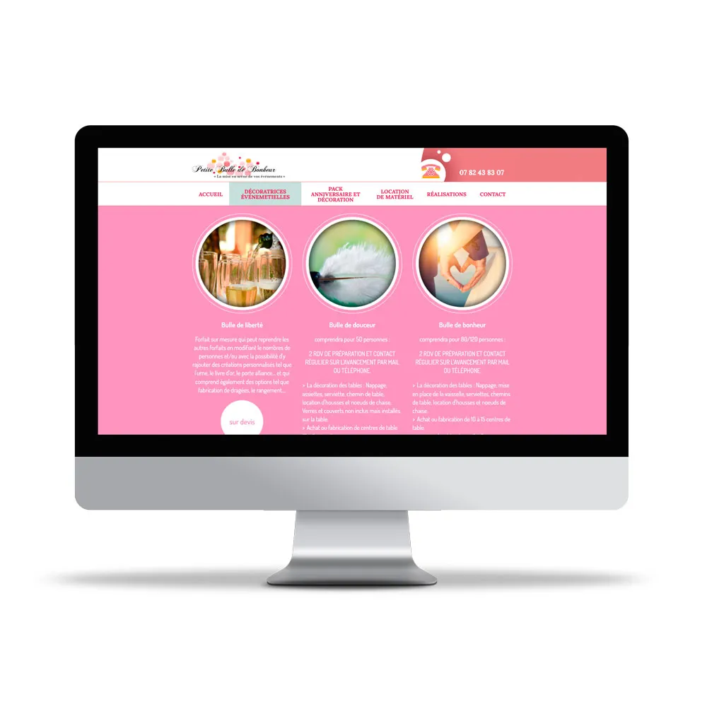 Aperçu de site internet affichée sur écran d’ordinateur