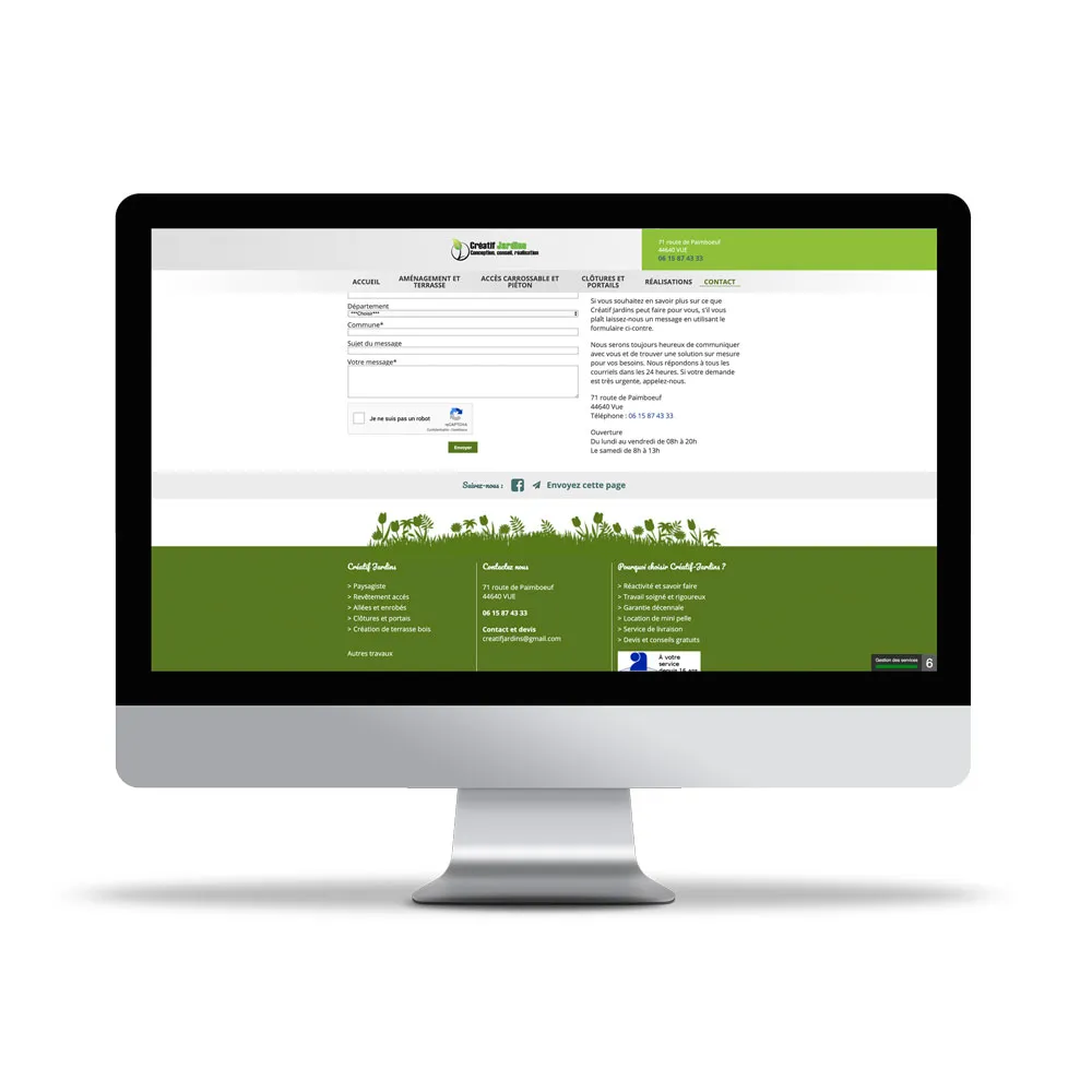 Aperçu de site internet affichée sur écran d’ordinateur