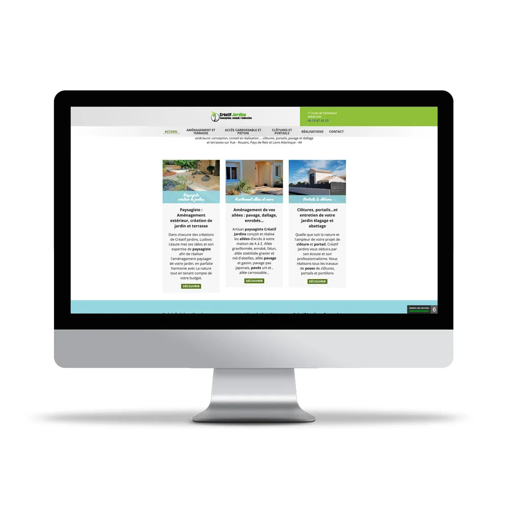 Aperçu de site internet affichée sur écran d’ordinateur