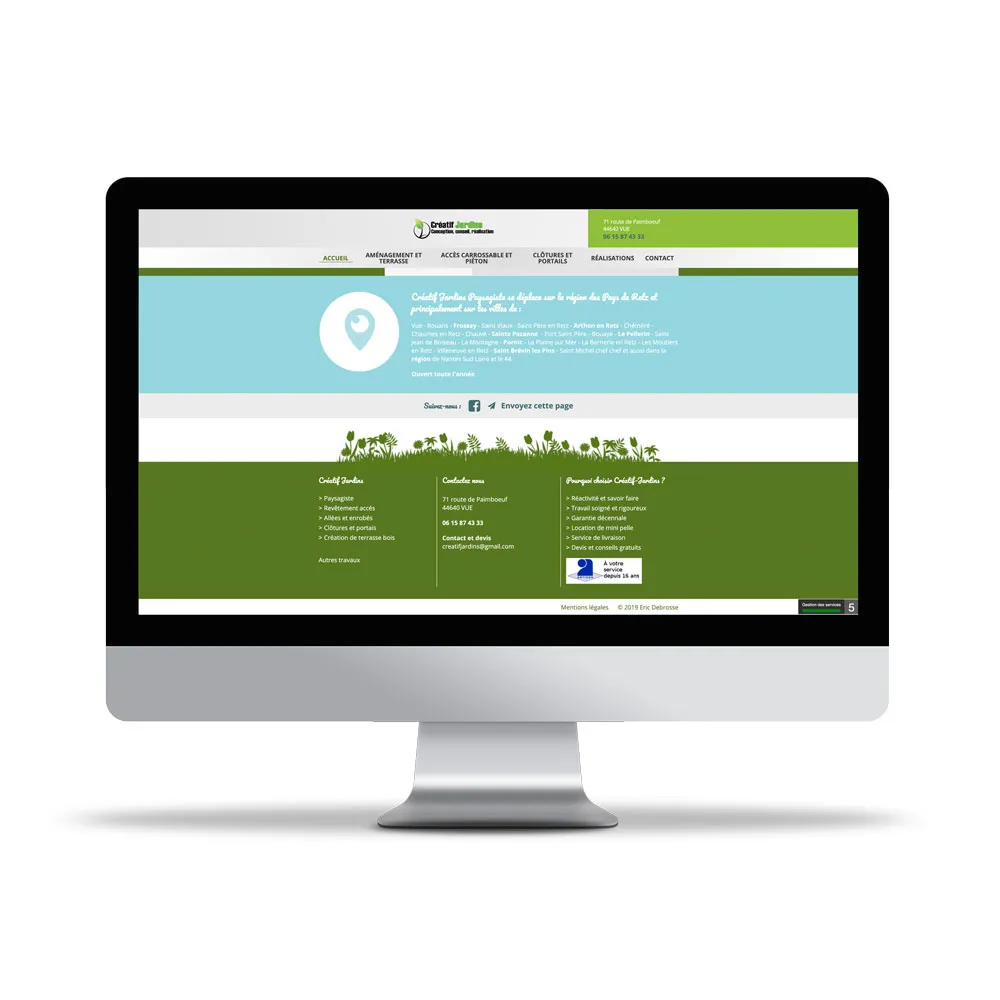 Aperçu de site internet affichée sur écran d’ordinateur