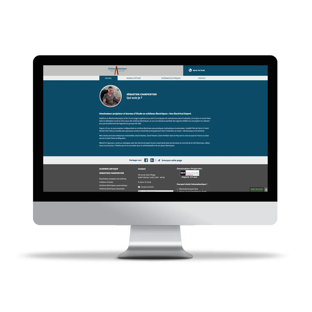 Aperçu de site internet affichée sur écran d’ordinateur