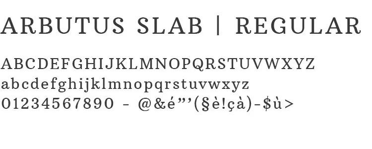 Typographie Arbutus Slab Regular