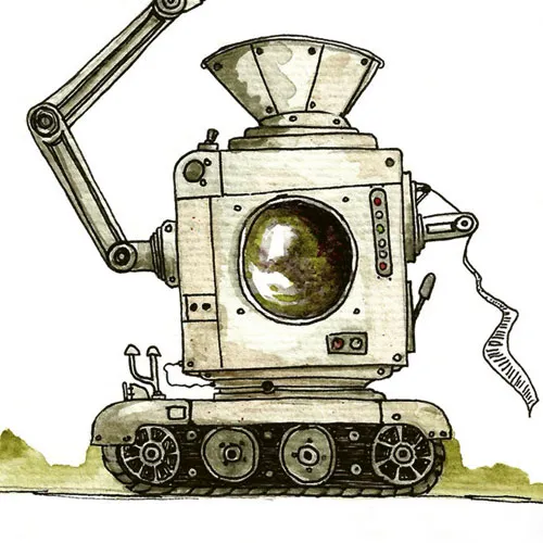 Vignette illustration à l'aquarelle pour le cycle des machines