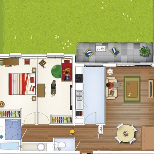 vignette montrant des aménagements de plan d'appartement en dessin vectoriel
